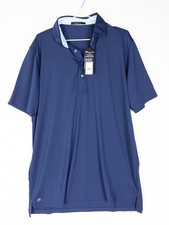 NWT Greyson Tala Polo Shirt Mens L Blue Solid Collared Golf Performance
