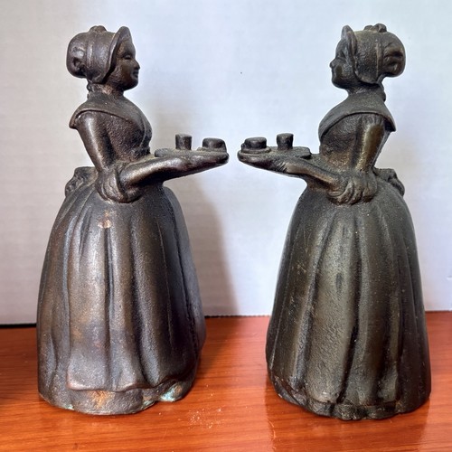 Antique Walter Baker Cast Iron Baker's Chocolate Lady Bookends/Figurines
