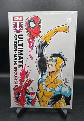 ULTIMATE SPIDER-MAN INCURSION #1 INVINCIBLE VS SPIDER-MAN SKETCH EDDIE NUNEZ COA