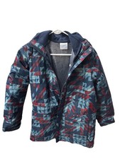 NEW Columbia Interchange Youth M Hooded Weather Jacket Blue Full Zip Pockets