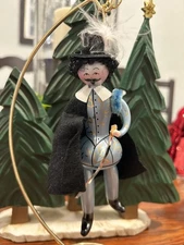 Vtg SOFFIERIA DE CARLINI Italy Glass Blue Musketeer Christmas Ornament w/Box