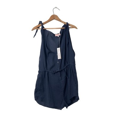 NWT Mara Hoffman Shoulder Tie Jumper Romper Blue Cotton-Small