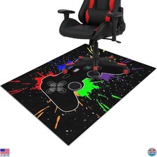 Vibrant 36"x48" Gaming Chair Mat - Non-Slip Carpet  Tile Rug - Gamepad Design