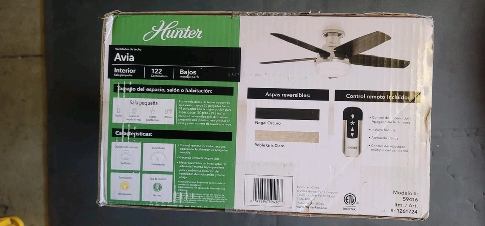 HUNTER AVIA 48"5 BLADE LED CEILING FAN,BRUSHED NICKEL 59416 NEW - Image 3 of 4