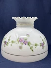 Antique Milk Glass Hand Painted Ruffled Top Student Lamp Shade 10" Fitter