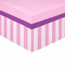 BreathableBaby Cotton Crib Skirt, Pink Mist Stripe