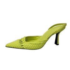 Mango MNG Women's Green Pointed Toe Slip On Stiletto Heels Slingback Sandals 9.5
