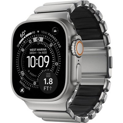 Armband für Smart Watch 49/46/45/44 mm Nomad Uhrarmbänd Silber-schwarzes Titan