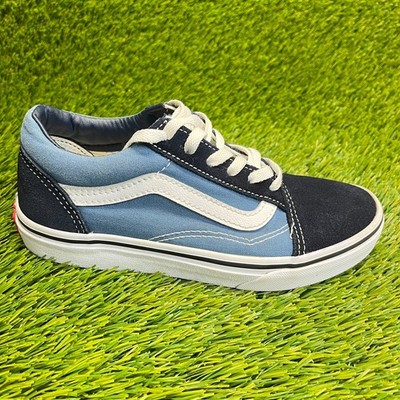Vans Old Skool Boys Size 2.5Y Black Blue Athletic Walking Skate Shoes Sneakers