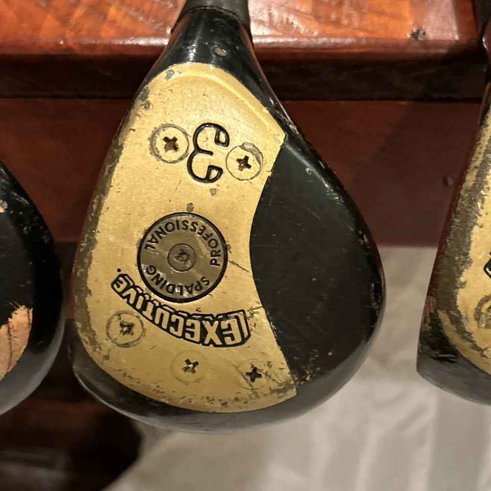 Vintage Spalding Executive 1,3,5 Wood Golf Club Set Matching Drips Steel Regular - Image 3 of 4