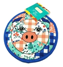 Pioneer Woman Pig Floral Patchwork Round Pot Holder