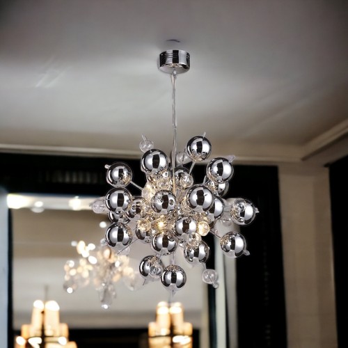 Chrom Kugel Sputnik Kronleuchter Metalic Silber und klare Kugeln Deckenleuchte Home - Bild 4 von 8