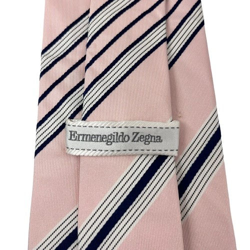 Ermenegildo Zegna Mens Tie Light Pink/Peach Stripe Silk Italy 4 1/8" x 57.5" guc - Picture 2 of 11