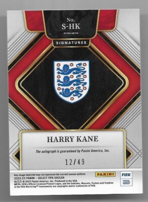 2022-23 Panini Select FIFA Autograph Auto Card : Harry Kane