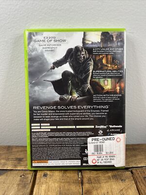 Dishonored (Microsoft Xbox 360, 2012) W/ Manual Fully Tested VG