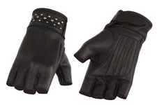 Ladies Leather FINGERLESS  Gel Palm Gloves Motorcycle Biker Driving Womens