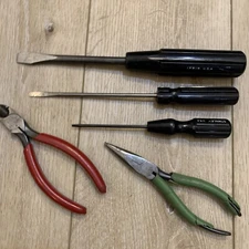 Bell System Linesman Screwdrivers + Pliers 5pc Lot Stanley Crescent Klein Irwin