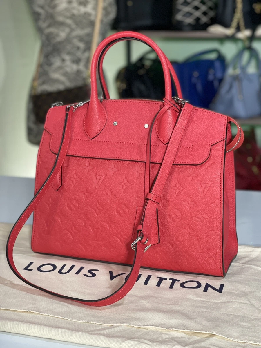 LOUIS VUITTON Pont Neuf Monogram Empreinte Leather Shoulder Bag Red