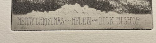 Richard Bishop Etching Merry Christmas Helen and Dick Bishop 1930s-40’s Seagulls - Picture 3 of 5