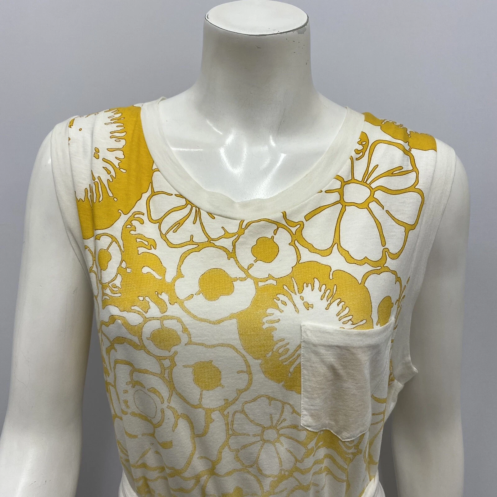 OFF WHITE Abito 3.1 Phillip Lim giallo e bianco sporco astratto floreale attaccato cintura avvolgente L