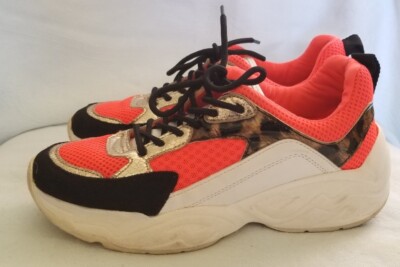 Steve Madden Women's Shirli Sneakers Pink Gold Leopard Print Size