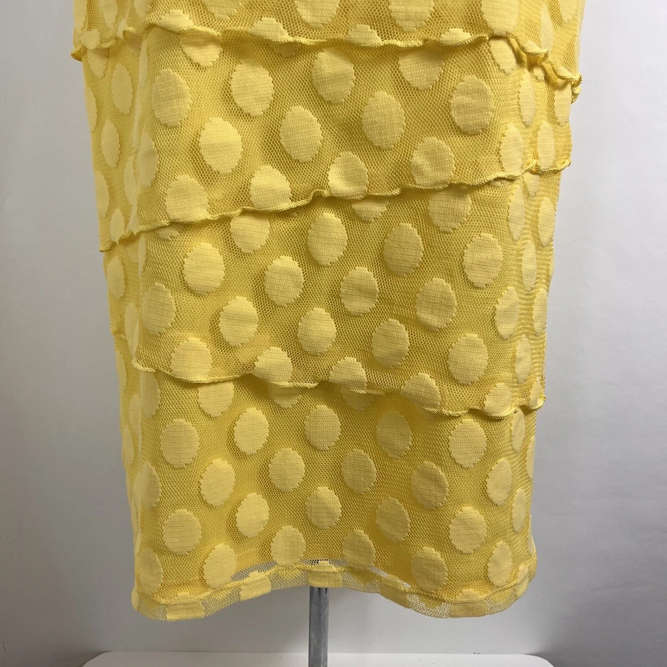 Camiseta sin mangas Dana Buchman para mujer grande amarilla en capas encaje camisola lunares ligera Foto 3 de 4