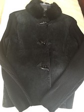 Escapade Fur Collar Leather Suede Coat Misses Women