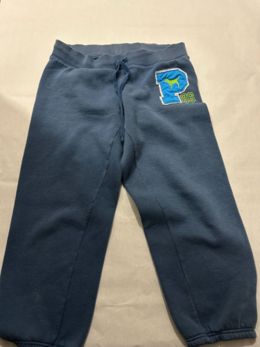 Y2K Victoria Secret PINK 2007 blaue Jogginghose gold creme Patch Logo hinten Medium