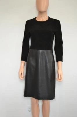 The Row Black Suede/Leather 3/4 Sleeve Dress, Size US 2