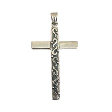 Decorative Filigree Cross Pendant .925 Sterling Silver 2-1/2"
