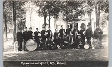 MARCHING BAND hammondsport ny real photo postcard rppc street parade music