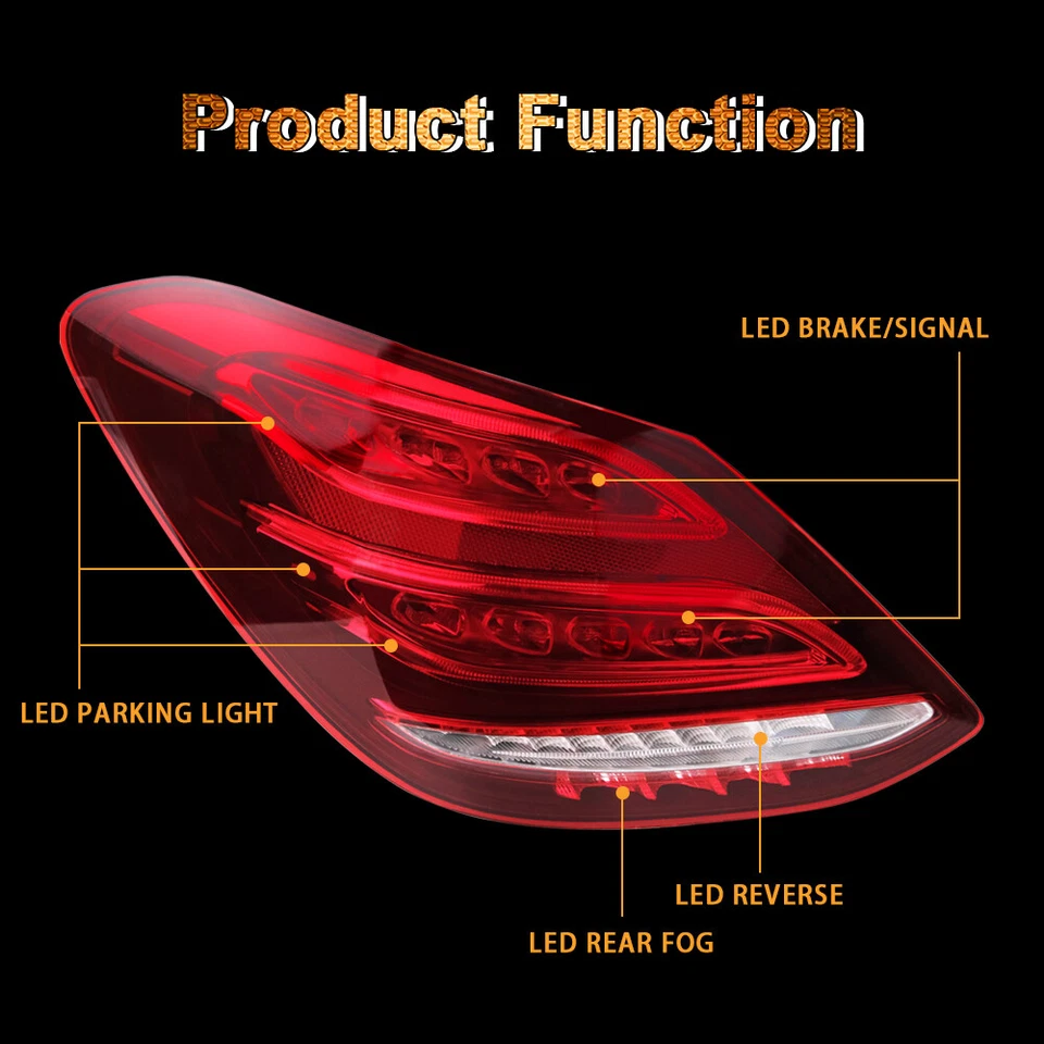 Left Driver Tail Light For 2015-18 Mercedes Benz C-Class W205 C300 LED Taillight - Image 4 of 4