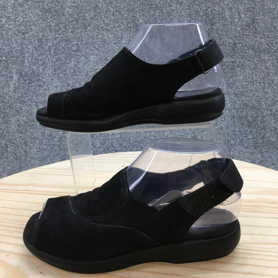 ECCO 凉鞋女式 36 露跟黑色麂皮绒休闲露趾楔形高跟鞋 — 第 2/4 张图片