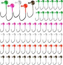Fly Tying Jigs Kit,60Pcs Small Jig Heads for Fly Fishing,Round Ball Crappie Jigs