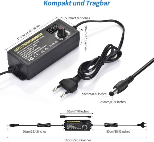 Einstellbares Netzteil 3V-24V Universal Netzteiladapter 3A 72W Verstellbar - Bild 5 von 7