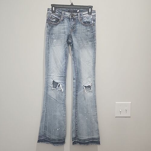 Vigoss Chelsea Bootcut Distressed Jeans Women's Size 0 Thick Stitch 28x33