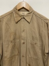 VINTAGE 40'S 50'S HBT SANFORIZED UNION MADE COTTON WORN WORK SHIRT L 14.5 RARE