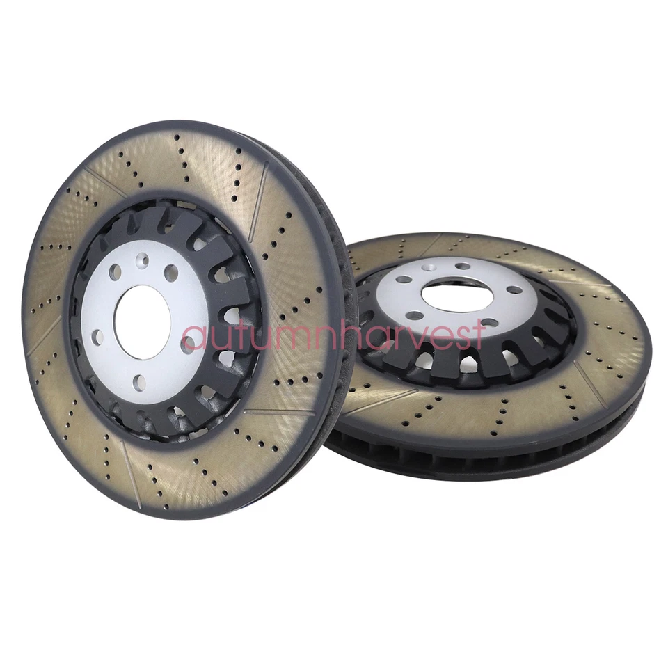 2x Rotores de disco de freno delanteros ventilados Performance de 375 mm para Audi A6 A8 Q Q7 Q8 Foto 3 de 4