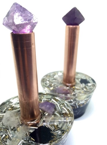 2 Powerful Loaded Petite Orgone Art Mini Cloud Buster Featuring Purple fluorite - Picture 3 of 12