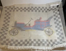 Vintage National Yarn Crafts Latch Hook Rug Kit Vehicle Design AS PICTURED