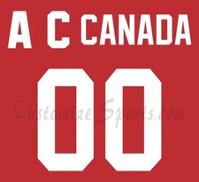 IIHF Team Canada Customized Number Kit For 1972 Red Hockey Uniform
