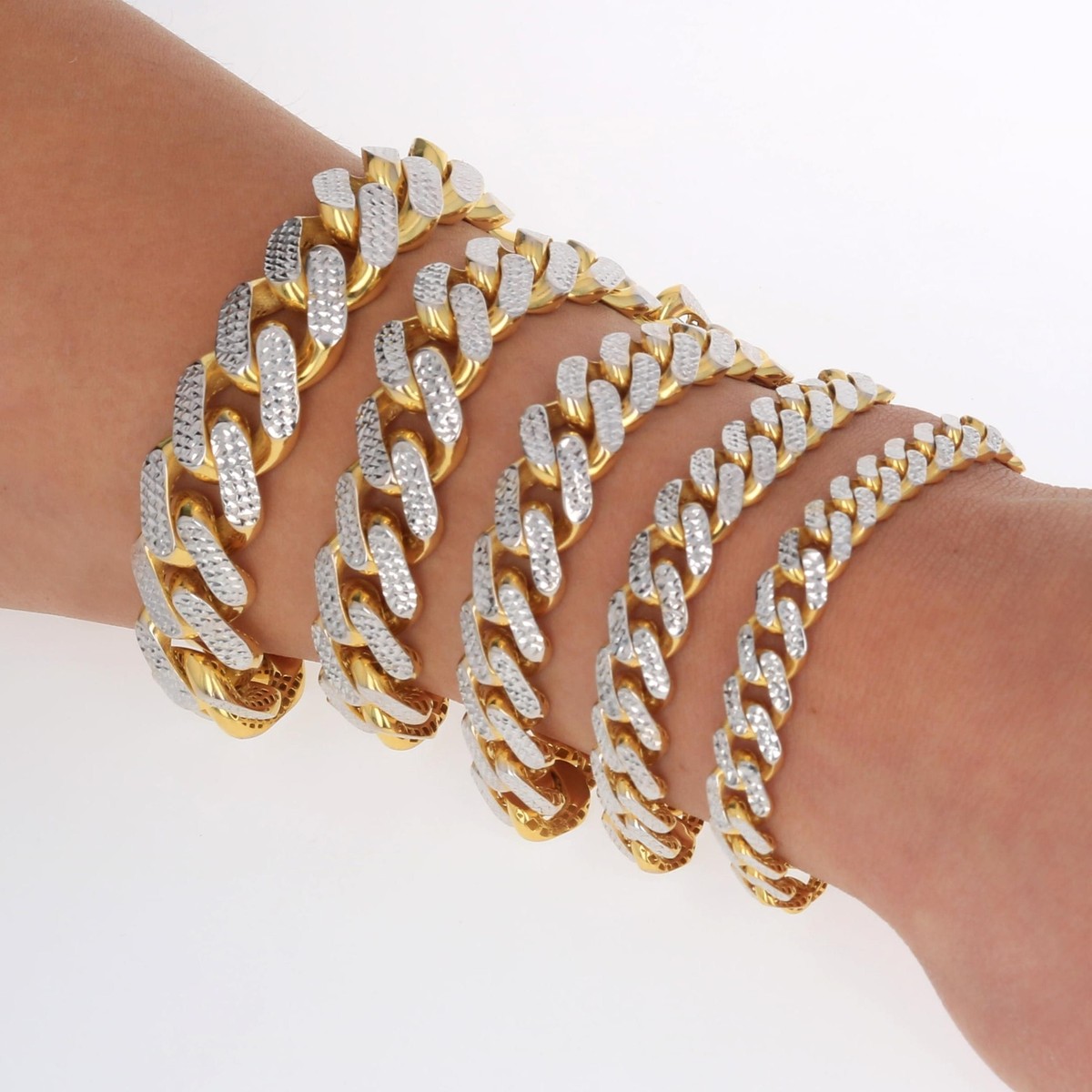 10K Yellow Gold Monaco Miami Cuban Pave Diamond Cut Chain 10K Yellow Gold Monaco Miami Cuban Pave Diamond Cut Chain