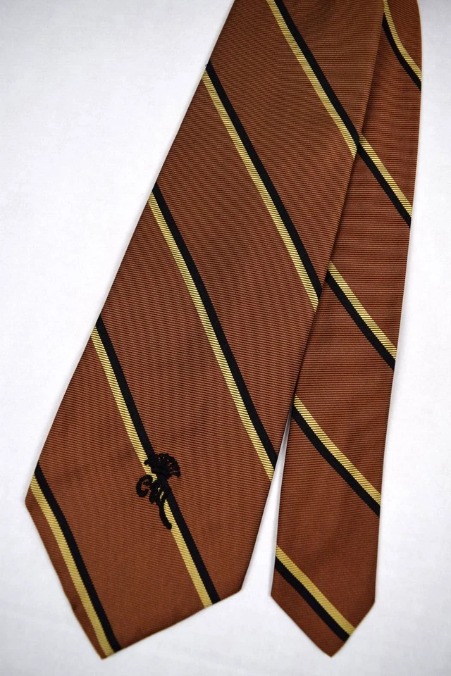 Corbata de Colección Años 50 Condesa Mara Lite Marrón Amarillo Rayas Satén Corbata 56" x 3.75" Foto 3 de 4