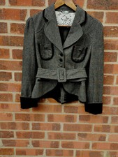 Stefanel Flannel Checked Riding Style Jacket Uk 10 Fr 38