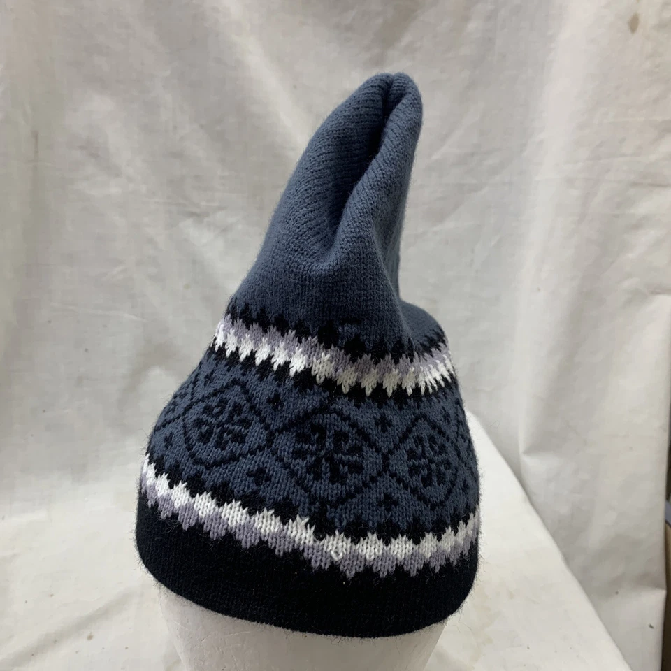 vintage stocking hat 1970 1980s ski retro tuque beanie Snowflake Gray Black Whit - Image 2 of 4