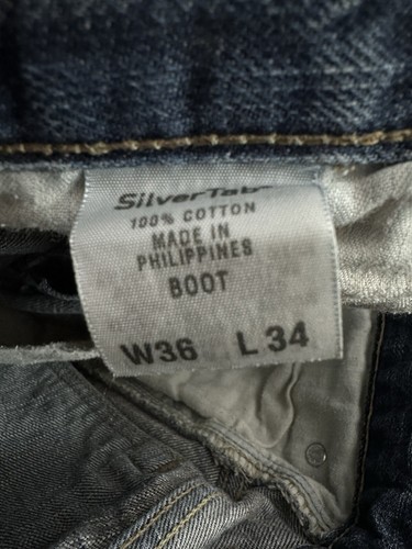 SilverTab Levi Boot Cut Jeans Men 36x34 (36x29) Blue Denim Skaters Hemmed - Picture 11 of 12