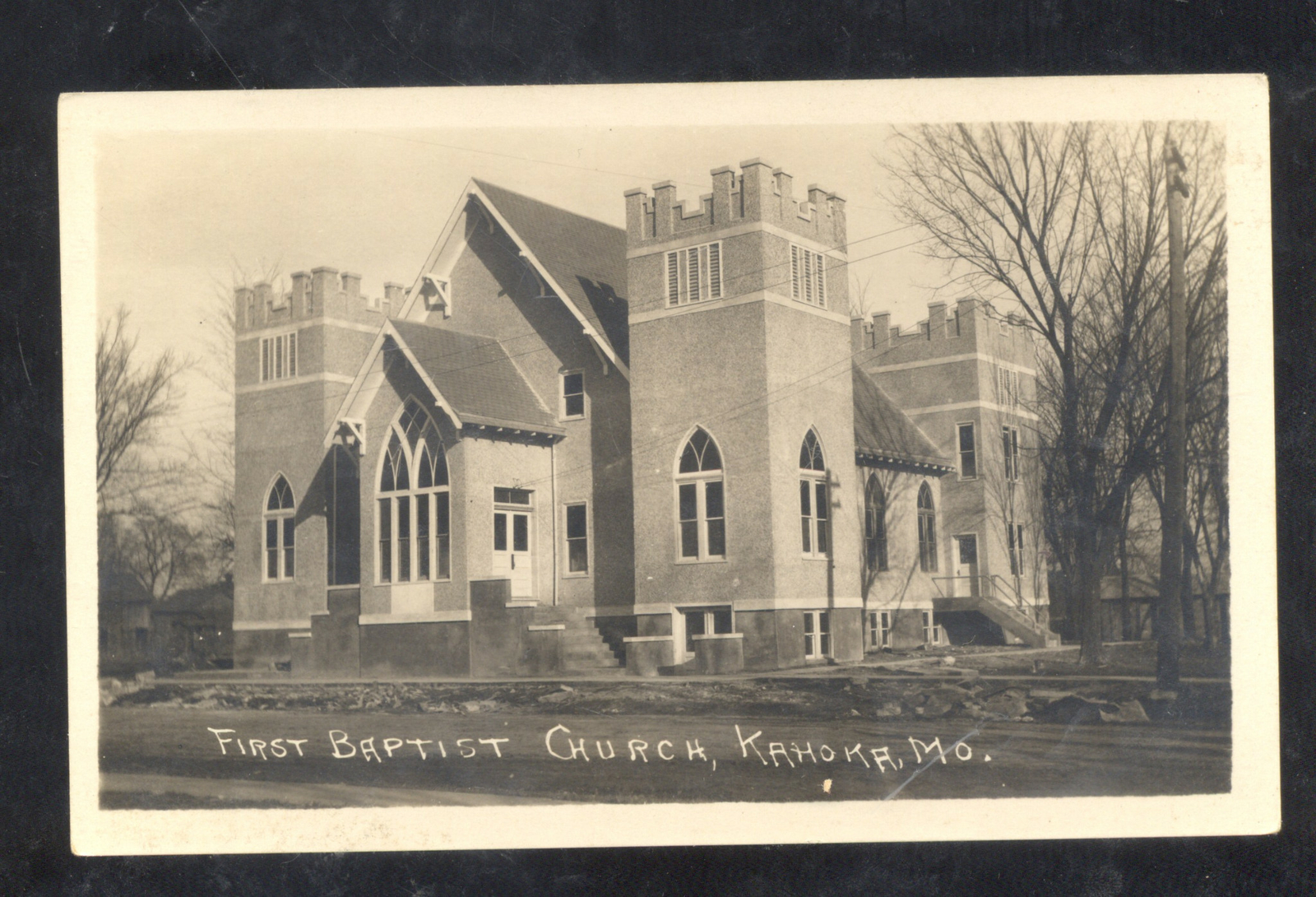RPPC KAHOKA MISSOURI FIRST BAPTIST CHURCH VINTAGE REAL PHOTO POSTCARD