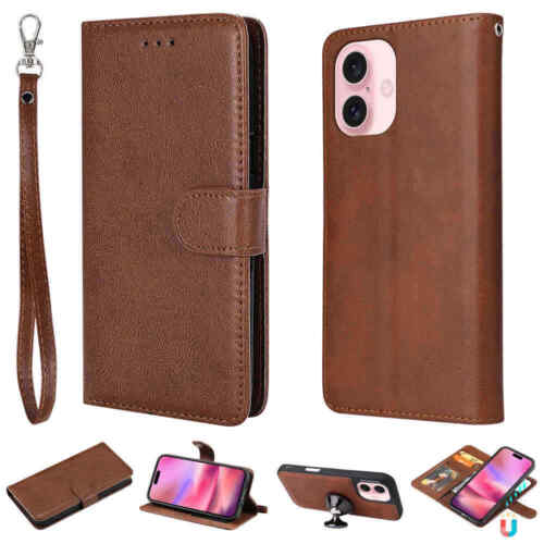 For iPhone 16 15 14 13 12 11 SE XR Magnetic Detachable Wallet Leather Case Cover - Picture 12 of 57