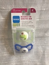 MAM Air Infant Baby Boy Binky Pacifier Soothie 2pk Alligator Bear 6 Months NEW
