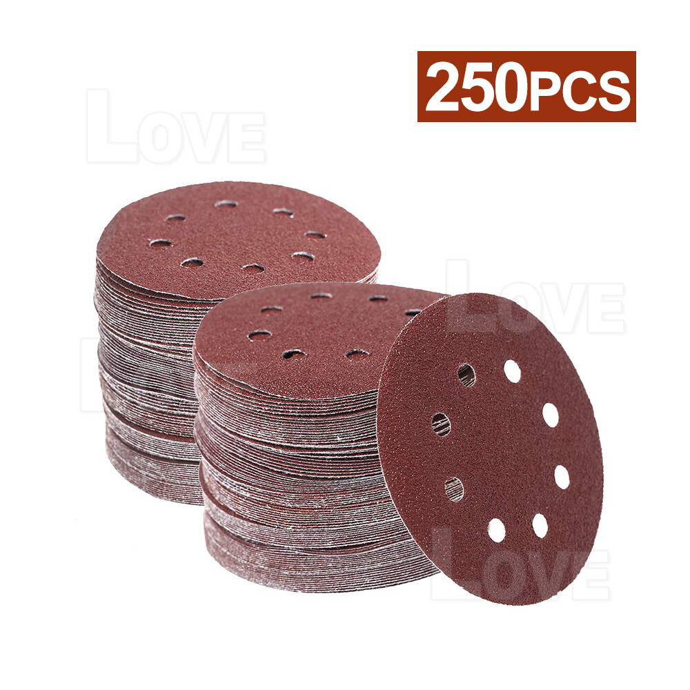 250pcs 125mm 5" Sanding Discs 60 80 100 120 240 Mixed Grit Orbital Sander Pads eBay